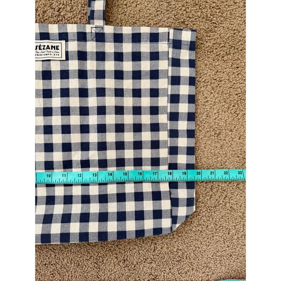 Sezane Vichy Canvas Tote in Blue Gingham - Picture 5 of 7